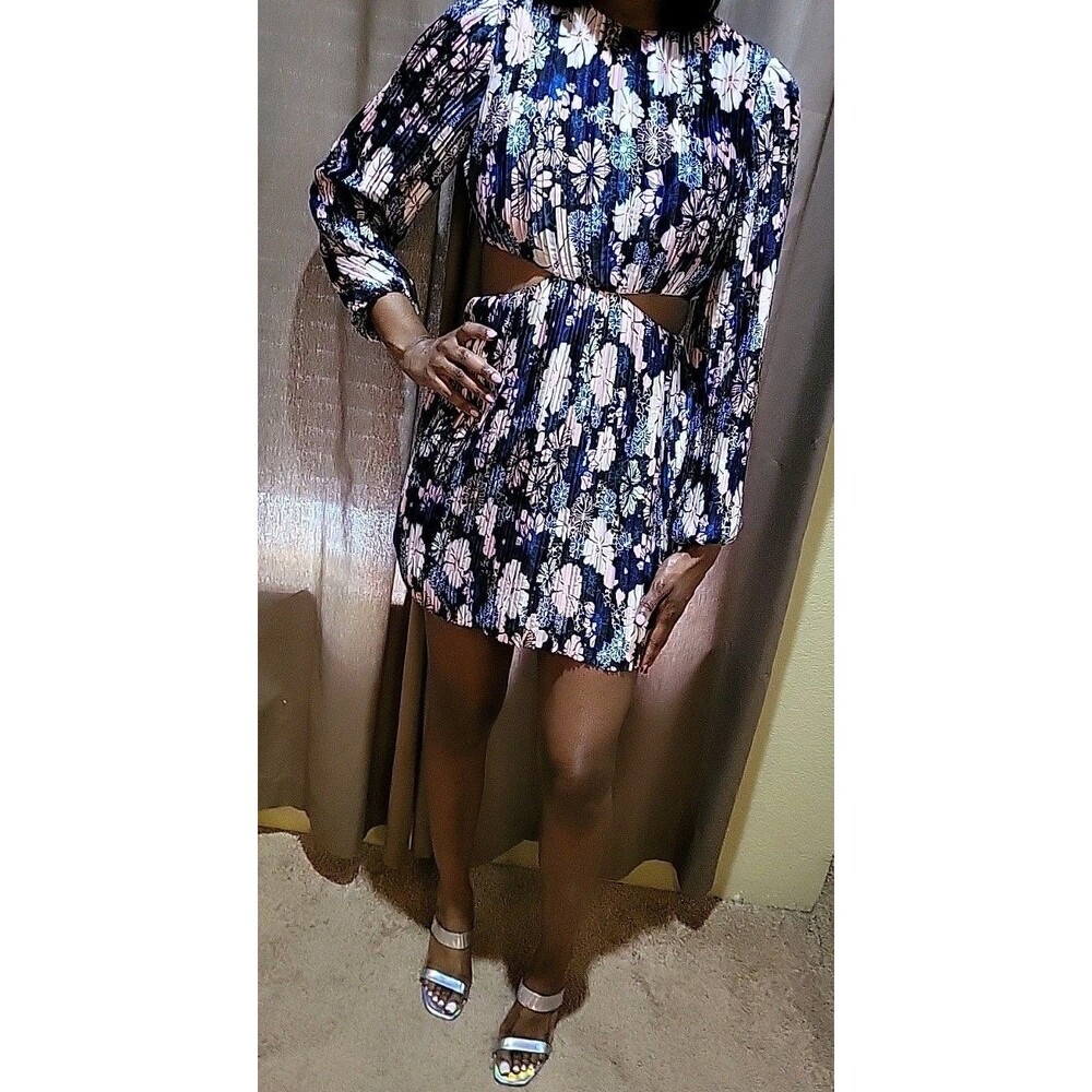 Leyden Dress Womens Small  Muticolor Foral Sides Cutout Party Resort